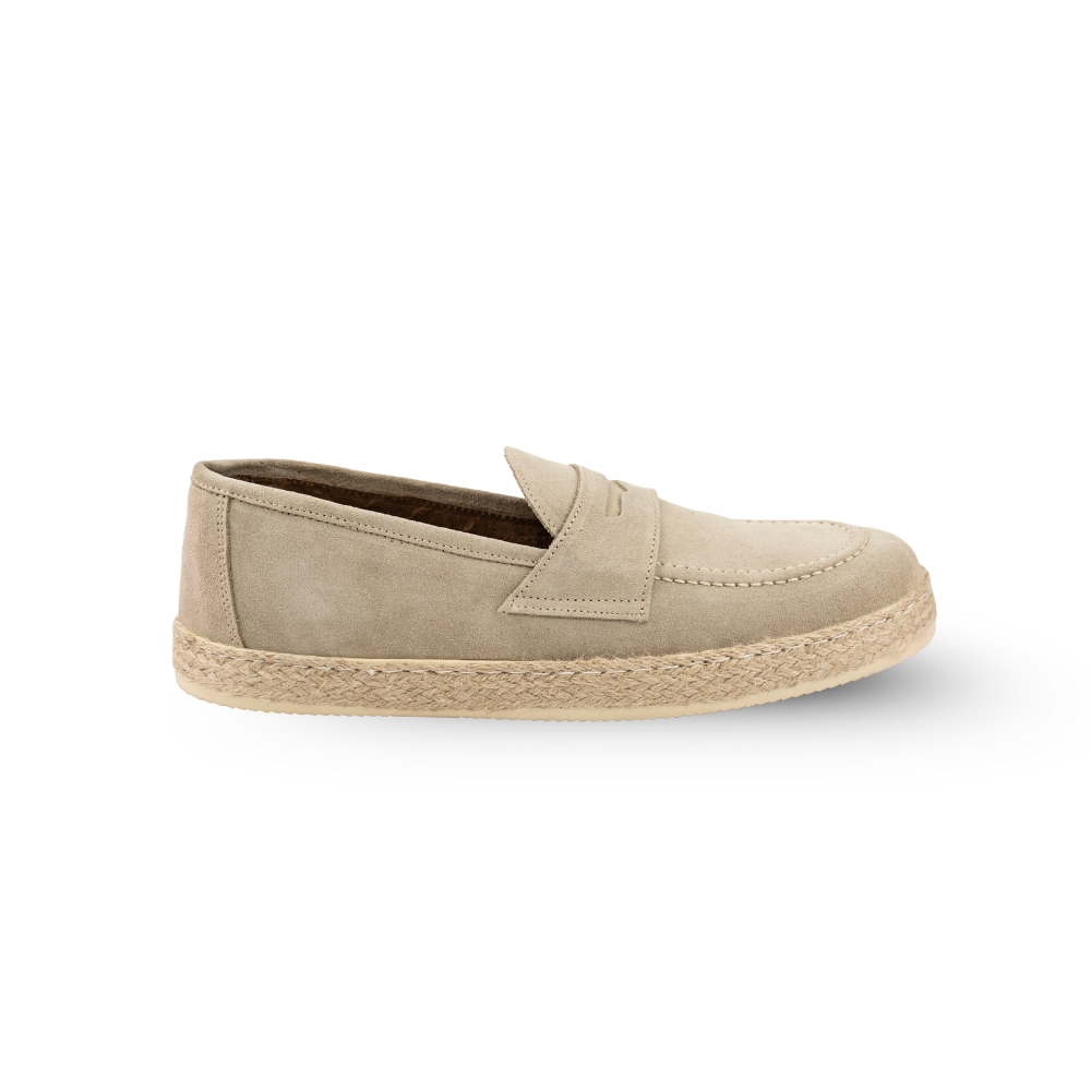 Mocassino Corda in Camoscio Beige