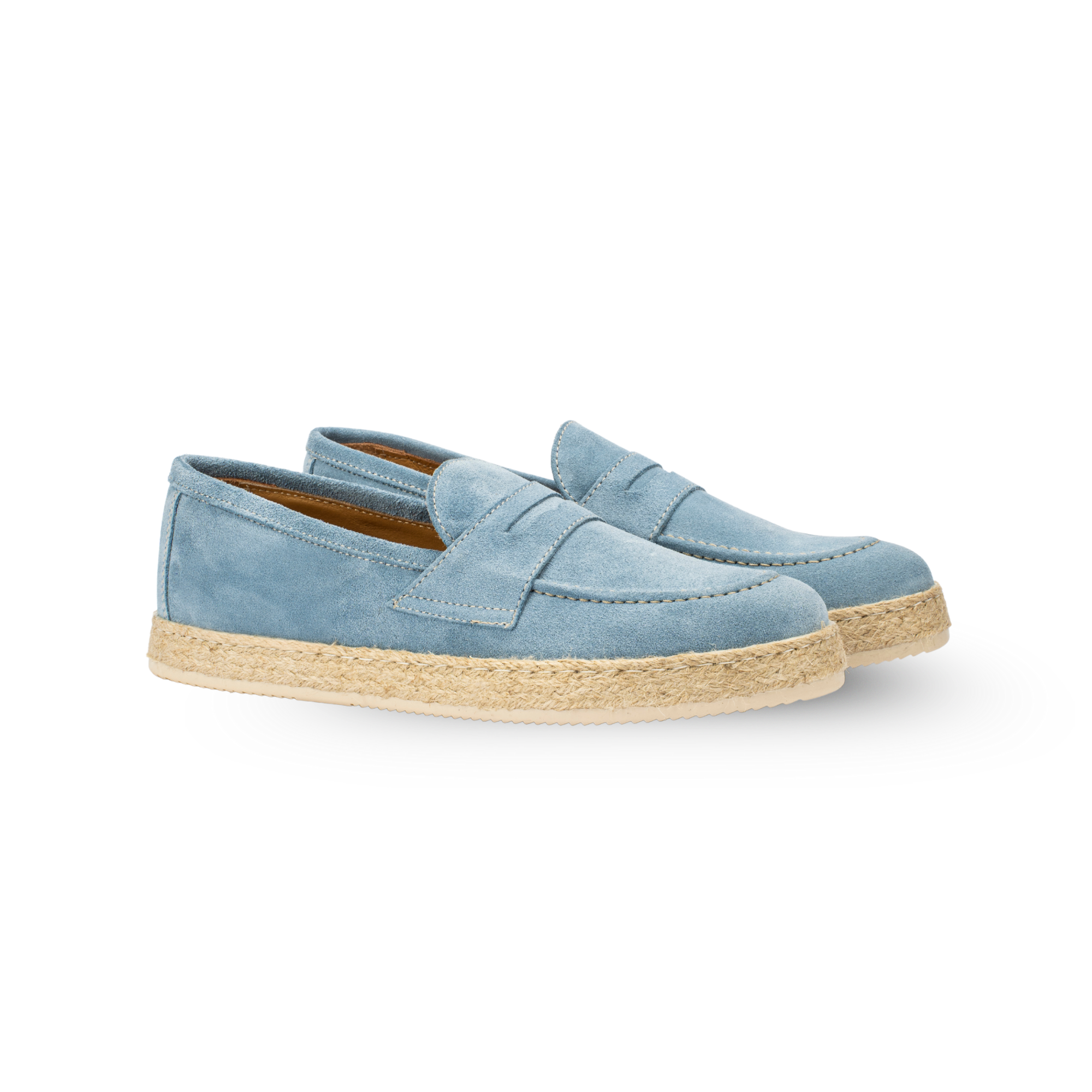 Mocassino Corda in Camoscio Azzurro