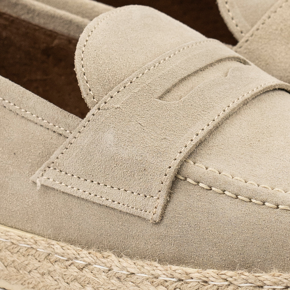 Mocassino Corda in Camoscio Beige