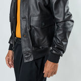 Bomber con bottoni in Vera Pelle - Nero ART.1101