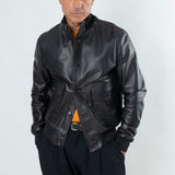 Bomber con bottoni in Vera Pelle - Nero ART.1101